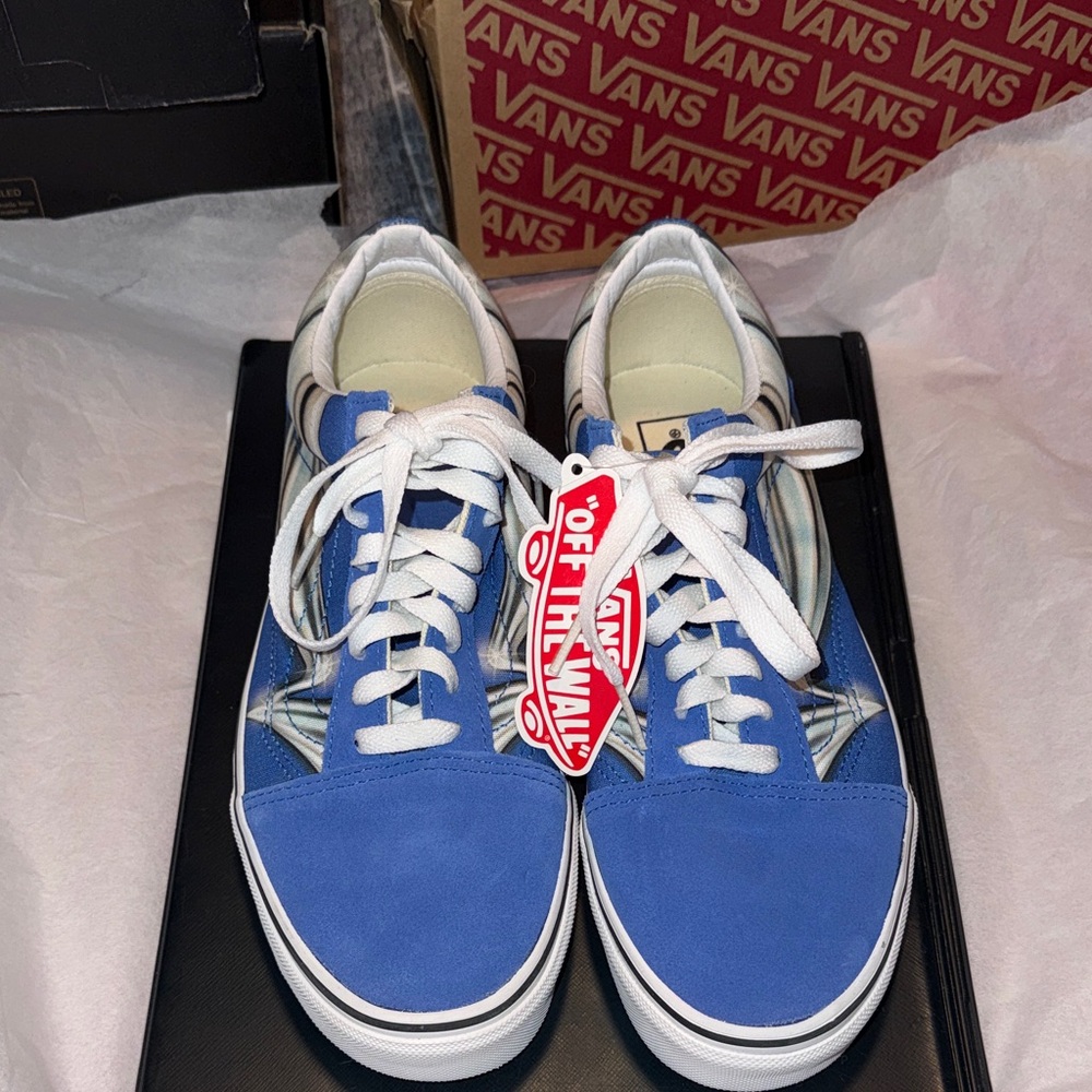 NWT Vans “Off The Wall” Old Skool Warp Nebulas Blue Chrome - Picture 2 of 8